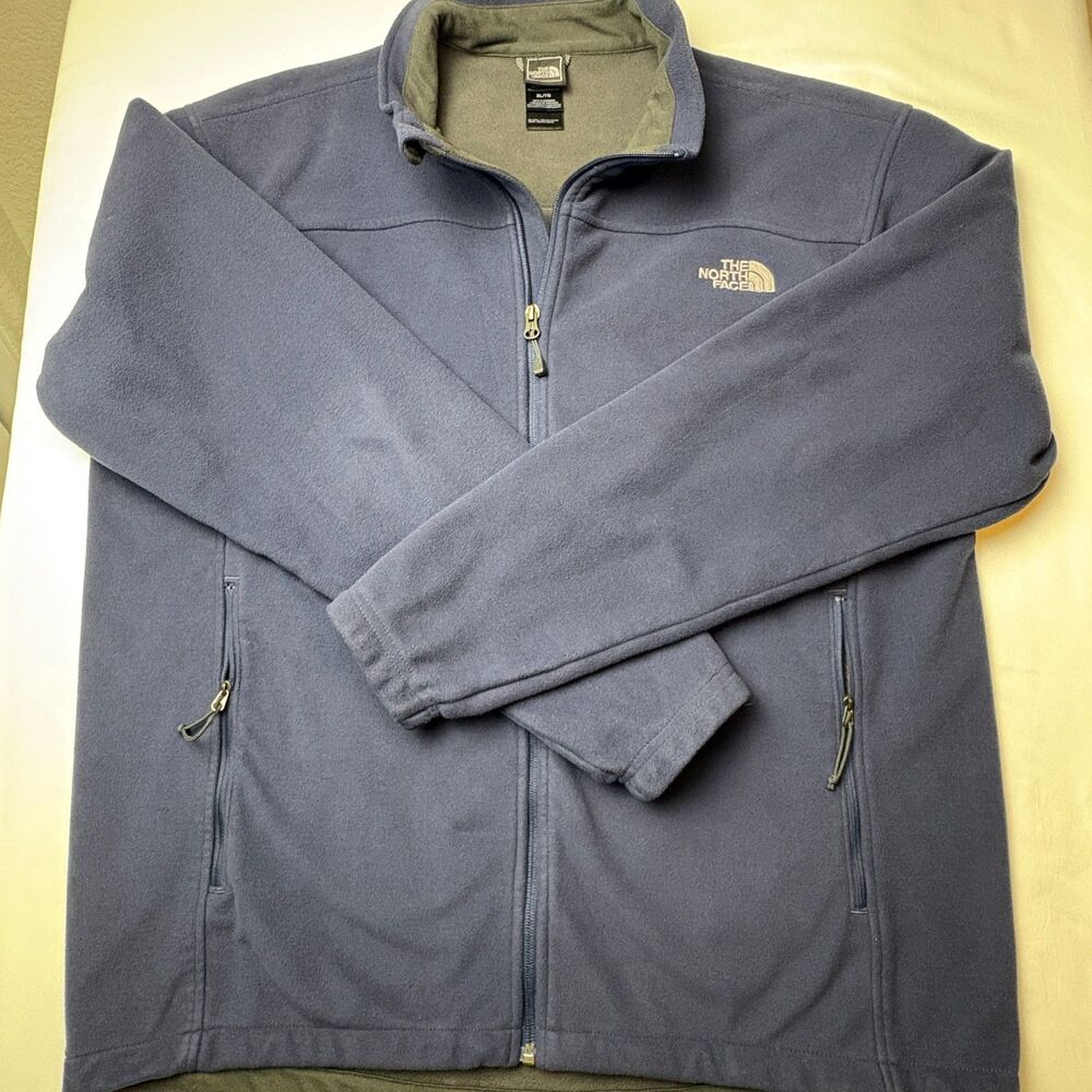 The North Face Windwall Fleece Jacket Men's XL Navy Blue Full Zip Mock Neck